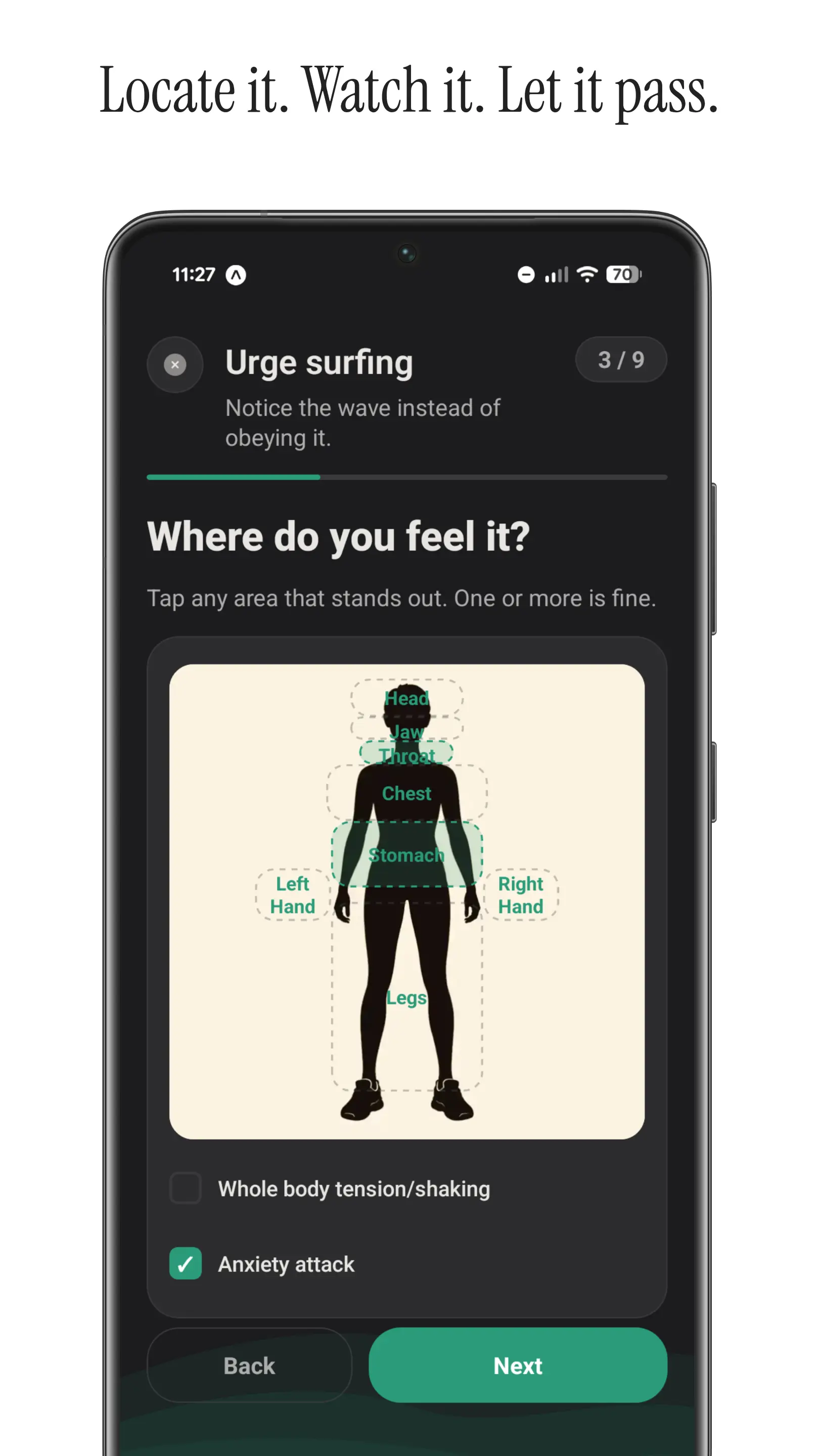 Urge Surfing — observe the craving without acting on it